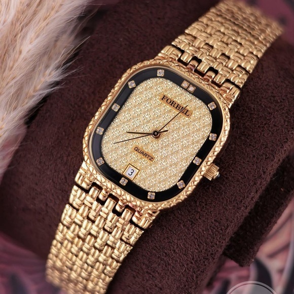 Vintage Rare Forbel Unisex Watch2 Points Diamond Gold-Plated Case